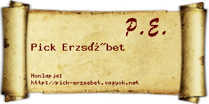 Pick Erzsébet névjegykártya